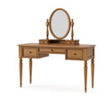 Coiffeuse 120 x 45 x 150 cm en bois marron avec miroir ovale et tiroirs style classique