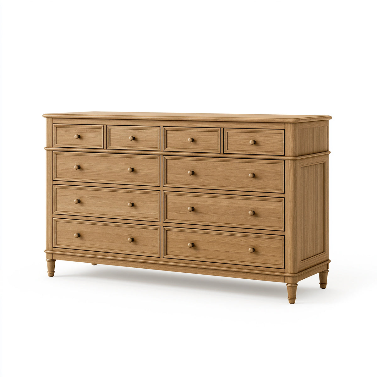 Commode 160 x 45 x 110 cm en bois brun à 10 tiroirs style classique