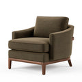 Fauteuil 82 x 78 x 86 cm en tissu brun avec piètement en bois style contemporain