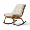 Fauteuil à bascule 68 x 95 x 100 cm en bois et cannage beige style naturel