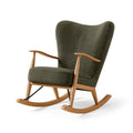 Fauteuil à bascule 70 x 90 x 105 cm velours côtelé vert bois style scandinave