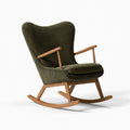 Fauteuil à bascule 70 x 95 x 105 cm en velours côtelé vert olive avec structure en bois