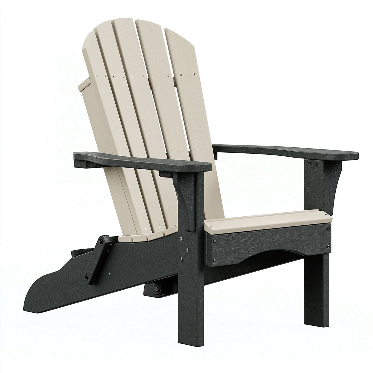 Fauteuil de jardin Adirondack 80 x 88 x 98 cm en plastique beige et noir avec accoudoirs
