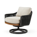 Fauteuil pivotant 78 x 82 x 86 cm en corde tressée noir et tissu beige style contemporain