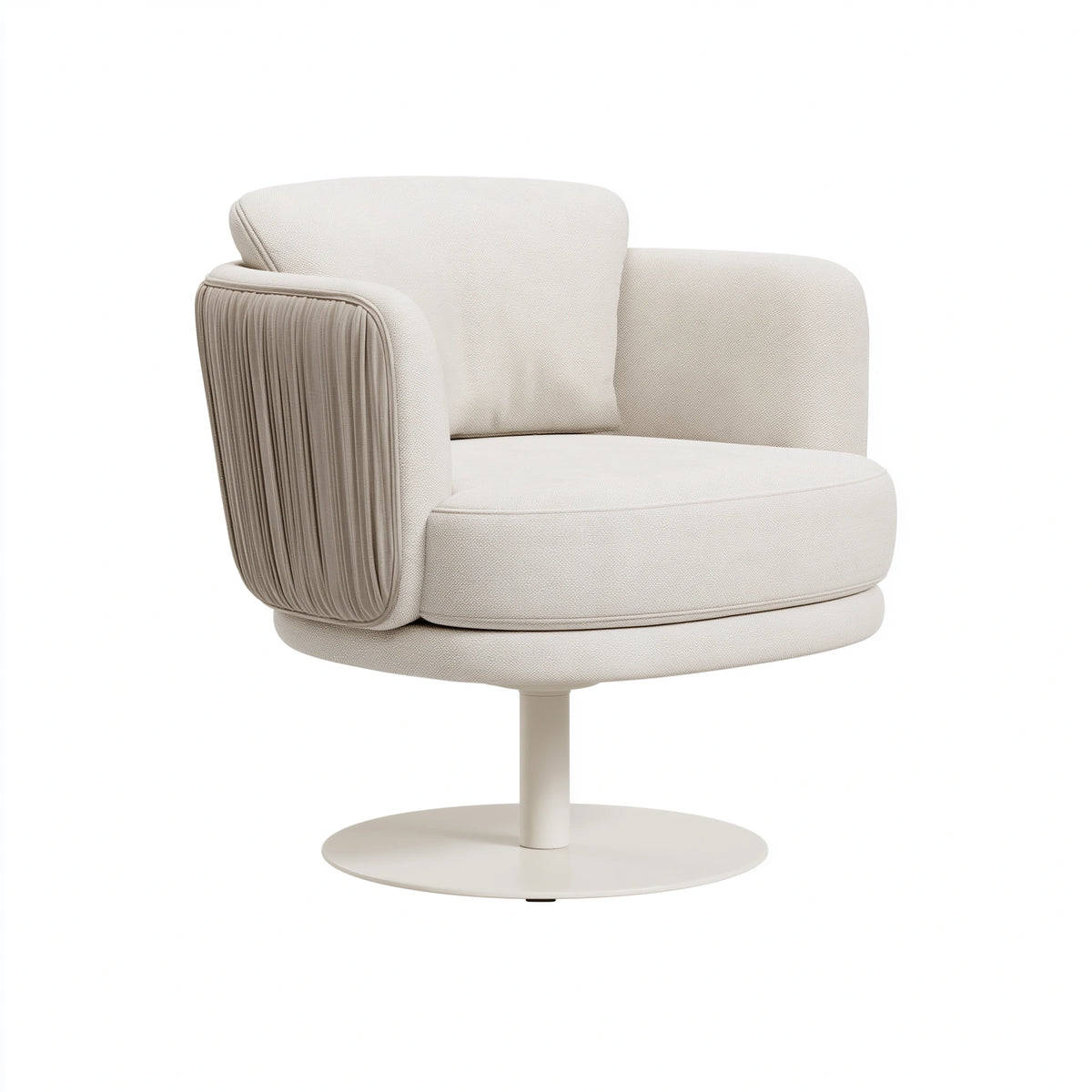 Fauteuil pivotant 75 x 78 x 82 cm en tissu écru style contemporain