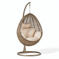 Fauteuil suspendu 105 x 195 cm en fibres tressées marron avec support - style bohème