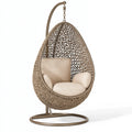 Fauteuil suspendu 105 x 105 x 195 cm en fibre tressée beige avec support pour intérieur