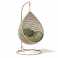 Fauteuil suspendu 105 x 105 x 195 cm en fibres tressées beige avec support style bohème